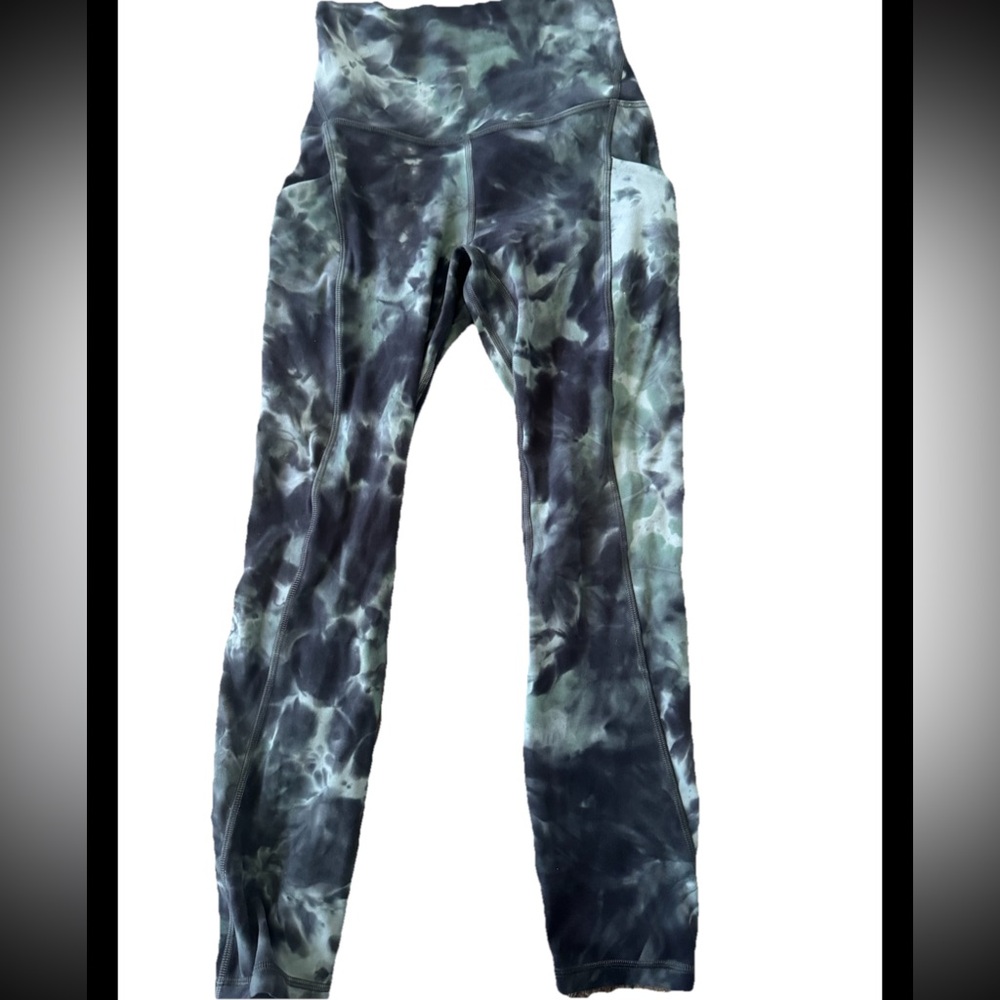 LULULEMON Align 23" Pockets Diamond Dye Tidewater Blue High Rise Crop Leggings 2